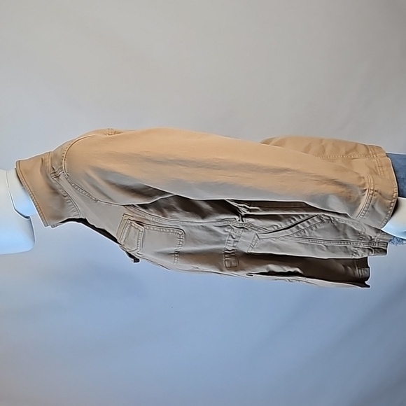 Talbots Stretch Twill Khaki Tan Cinch Waist Zip & Snap Front Field Jacket - Picture 11 of 16